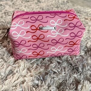 Stella & Dot Pink Ribbon Hey There Cutie Pouf Makeup Jewelry Bag